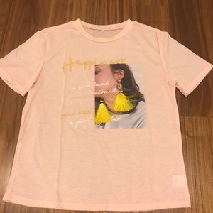 Peach/light pink graphic Tee shirt for woman